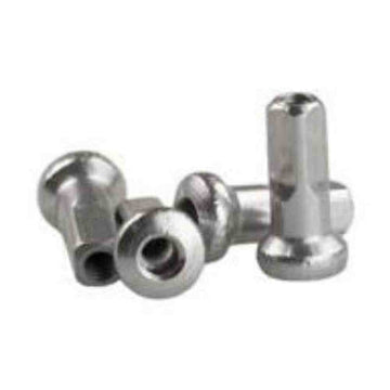 Sapim Nipple Brass 10mm, Silver, Inverted, Secure Lock, Bag of 100 - Amego Electric Vehicles