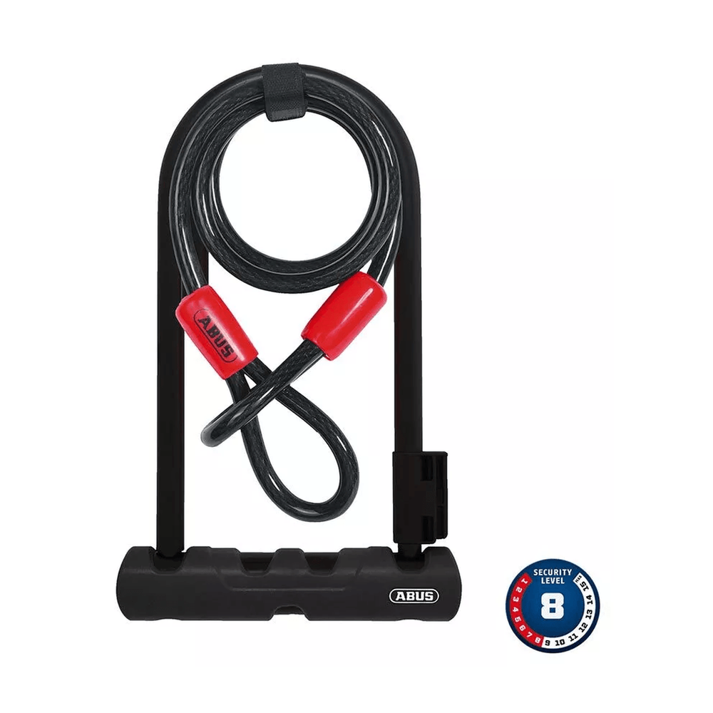 Abus, Ultra 410 + Cobra Loop, U-Lock, Key, 12mm, 17.0cm x 23.0cm, 6.7" x 9", SH34, Black; Cable, 10mm, 120cm, 4 - Amego Electric Vehicles