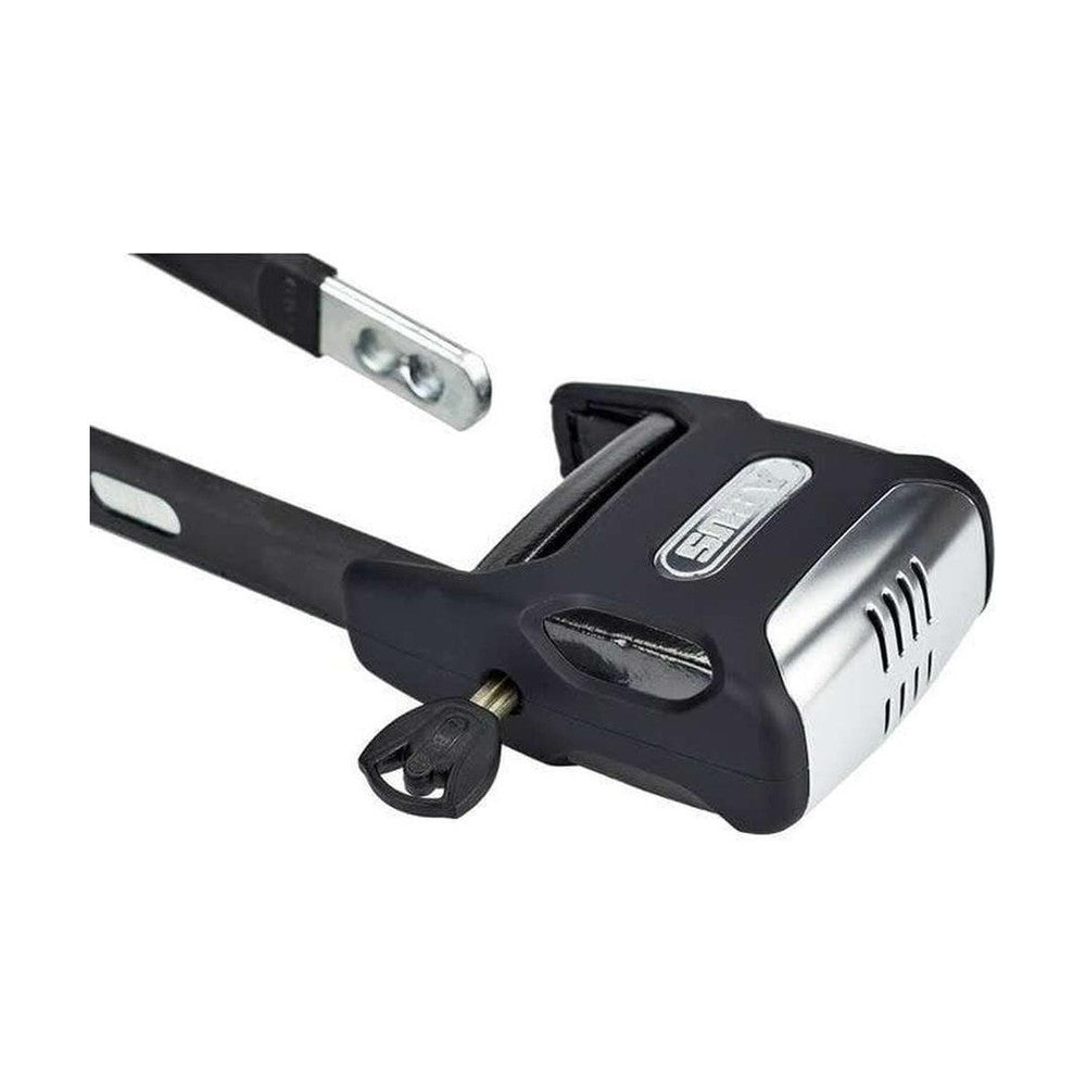 Discontinued Abus, Bordo Alarm 6000, Foldable lock w/ key lock, 5mm x 90cm 5mm x 3' , SH Bracket, Black - Amego Electric Vehicles