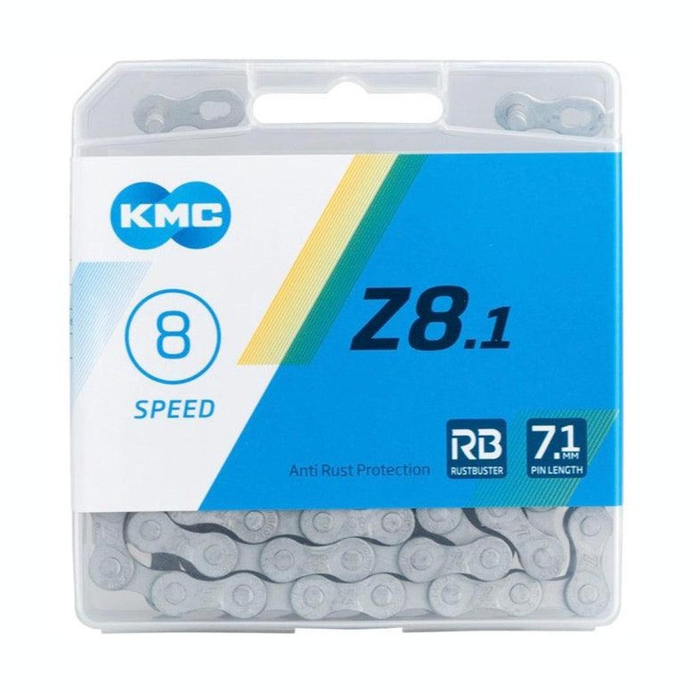 KMC, Z8.1 Rustbuster, Chain, Speed: 6/7/8, 7.1mm, Links: 116, Silver - Amego Electric Vehicles