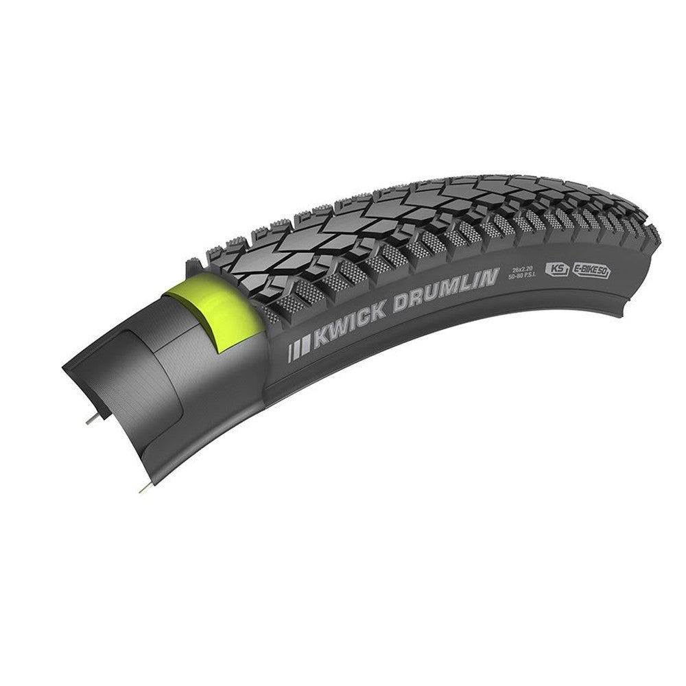 Kenda Kwick Drumlin Tire 700x35cc Wire Clincher Single 60TPI Black E-Bike Ready - Amego Electric Vehicles