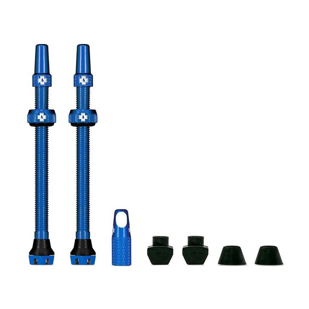 Muc-Off, V2, Tubeless Valve, Presta, 80mm, Blue, Pair - Amego Electric Vehicles