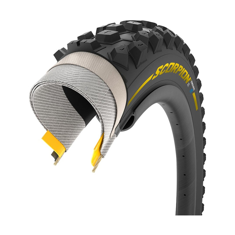 Pirelli, Scorpion Enduro S, Mountain Tire, 29''x2.40, Folding, Tubeless Ready, SmartGRIP Gravity, HardWALL, 60TPI, Yellow - Amego Electric Vehicles