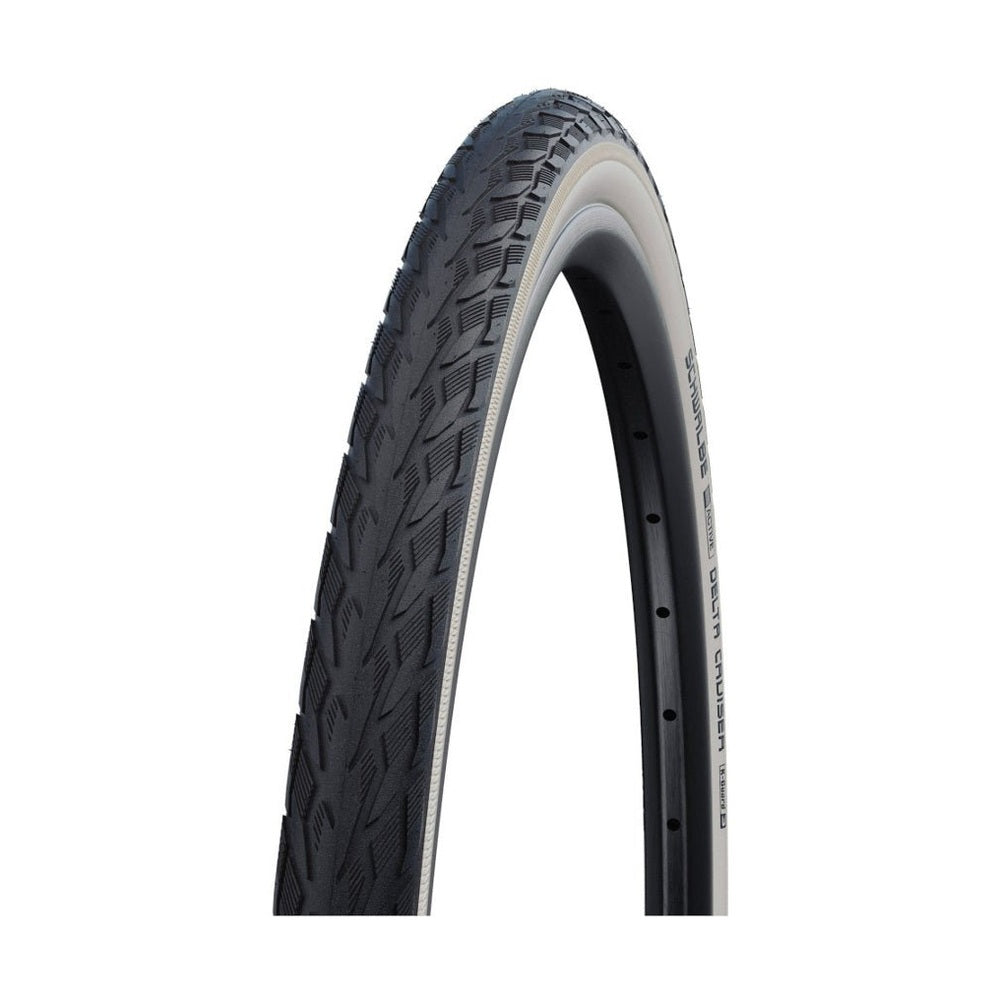 Schwalbe Delta Cruiser Tire 700 x 28c or 28 x 1.10 28-622 , Black with White Wall, K-Guard, SBC, Wire - Amego Electric Vehicles