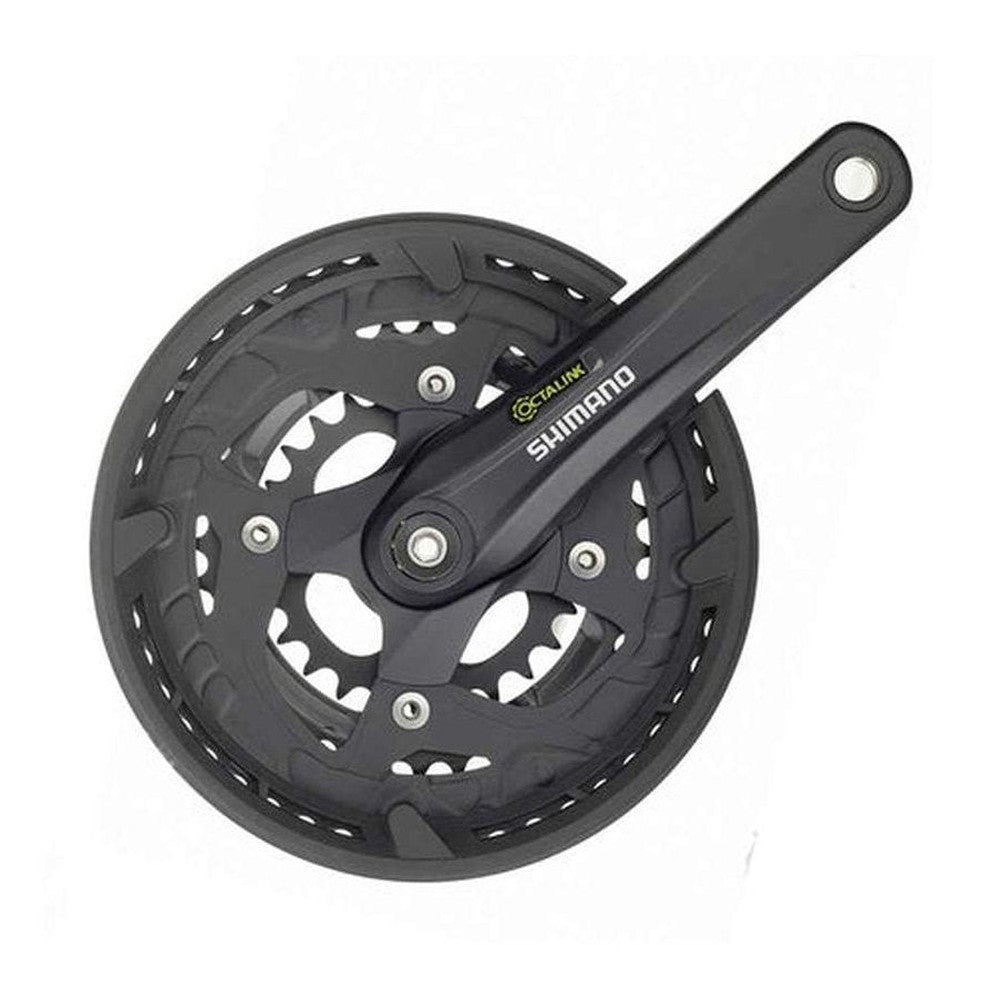 Shimano, FC-T4010, Crankset, 9 sp., 175mm, 22/32/44T, w/ CG, BCD:64/104, Octalink, 68mm, 50mm, Black - Amego Electric Vehicles