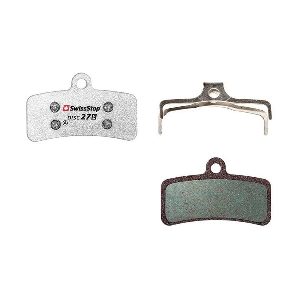 SwissStop, Disc 27 E, Disc brake pads, Shape: XTR 9120/8120/8020, SLX 7120, Saint 820, TRP Slate T4, Quadiem, BR-M9120, BR-M8020, BR-M810, BR-M640, BR-MT520, Organic, Pair - Amego Electric Vehicles
