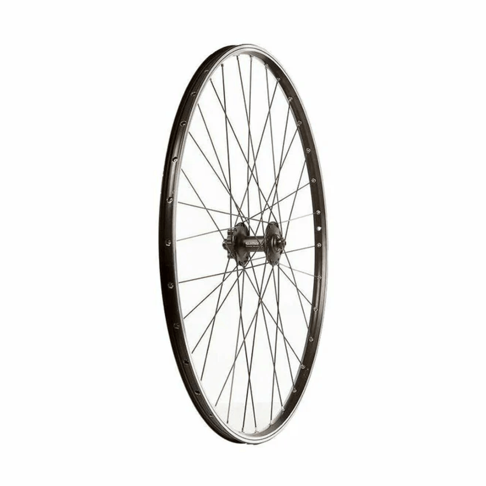 Wheel Shop Sun Inferno Black/ Shimano Deore HB-M525 Wheel Front 26'' / 559 Holes: 32 QR 100mm Disc IS 6-bolt - Amego Electric Vehicles