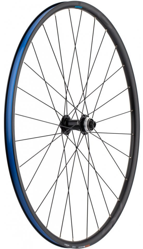 WHEEL, WH-RS171-700C, FRONT, 28H, OLD:100MM, F:12MM E-THRU, CLINCHER, BLACK, W/STANDARD STICKER, W/RIM TAPE, CL DISC ONE 28-622 - 42-622
