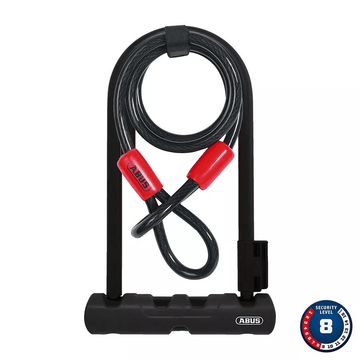 ABUS Ultra 410 + Cobra Loop U-Lock Key 12mm 17.0cm x 23.0cm 6.7" x 9" SH3 Cable 10mm 120cm