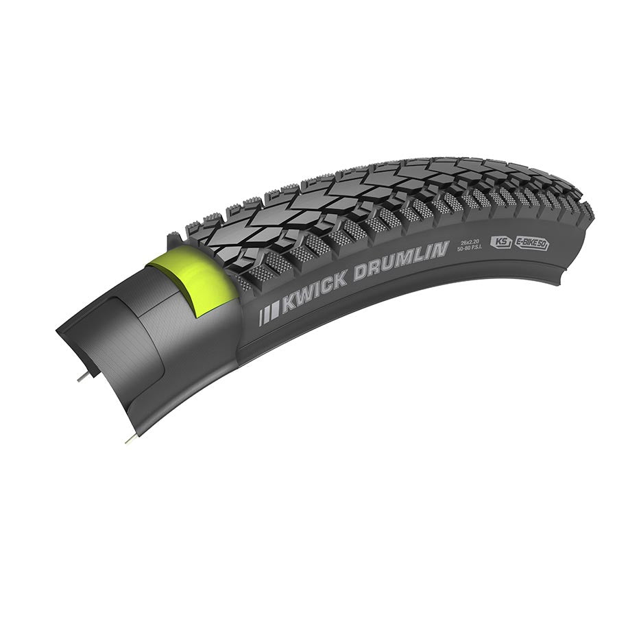 KENDA Kwick Drumlin Tire 700x35cc Wire Clincher Single 60TPI Black - Amego Electric Vehicles