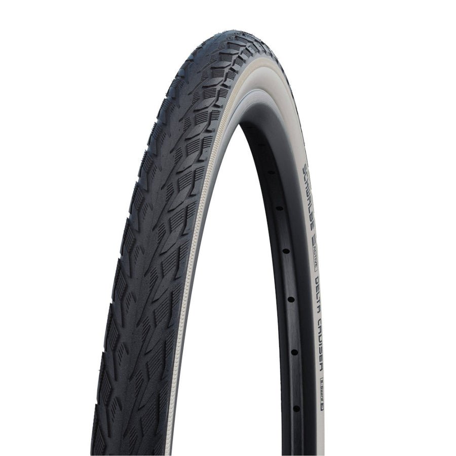 Schwalbe Delta Cruiser Tire 700 x 28c or 28 x 1.10 (28-622), Black with White Wall, K-Guard, SBC, Wire