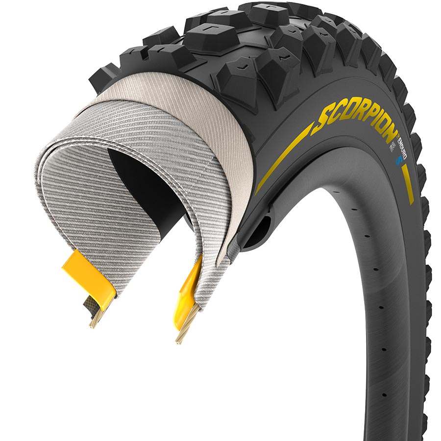 Pirelli, Scorpion Enduro S, Mountain Tire, 29''x2.40, Folding, Tubeless Ready, SmartGRIP Gravity, HardWALL, 60TPI, Yellow - Amego Electric Vehicles